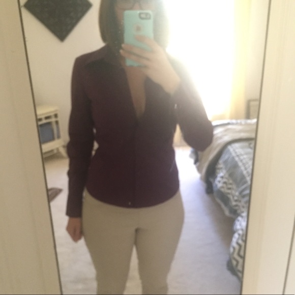 Purple Button Down Long Sleeve Work Shirt - Picture 4 of 5